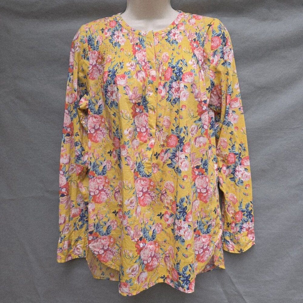 J. Crew Yellow Liberty Fabric Magical Bouquet Classic Popover Top Shirt Size T2